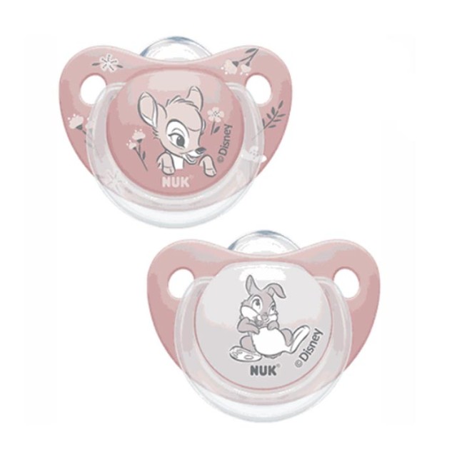 NUK Disney Baby Πιπίλες Σιλικόνης με θήκη 6-18m, Bambi Χρώμα Ροζ 2 Τεμάχια
