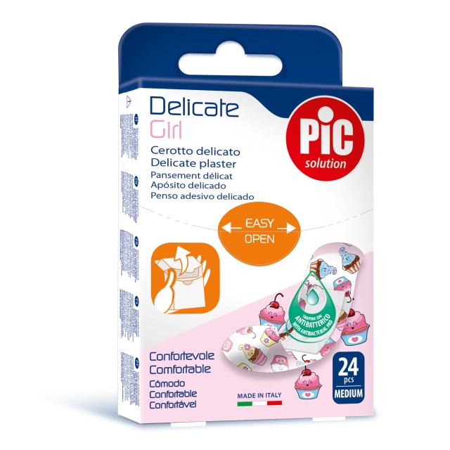 Pic Solution Delicate Girl, Medium 19x72mm Παιδικό Τσιρότο για Κορίτσια, 24τμχ