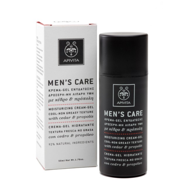 Apivita Mens Care, Κρέμα-Gel Ενυδάτωσης Με Δροσερή Μη Λιπαρή Υφή Με Κέδρο & Πρόπολη 50ml