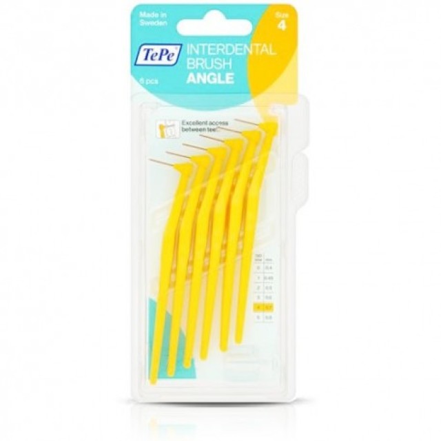 Tepe Angle 0,70mm Size 4, Μεσοδόντια Βουρτσάκια 6τμχ, Κίτρινο