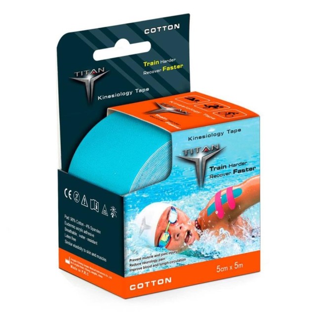Titan Kinesiology Tape Ταινία Κινησιολογίας, Χρώμα Μπλε 5cm x 5m