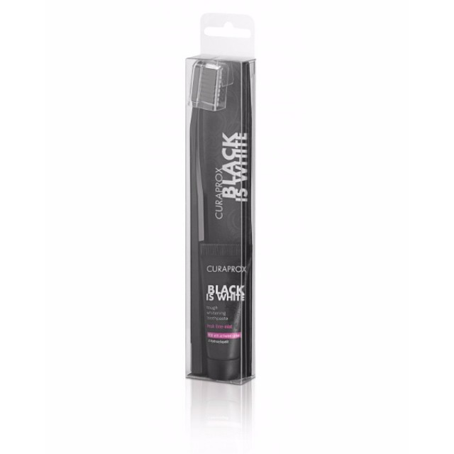 Curaprox Black Is White Οδοντόβουρτσα +Οδοντόκρεμα 8ml. 