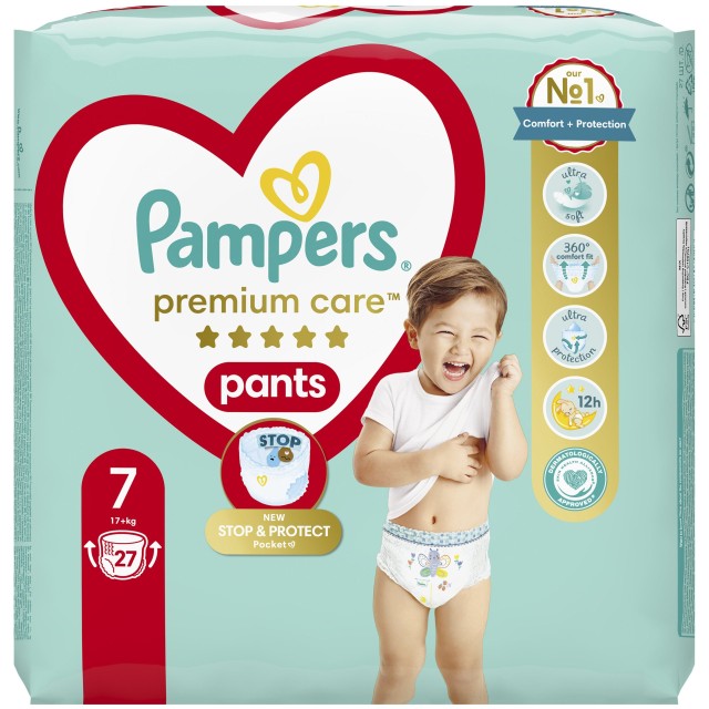 Pampers Premium Care Pants No7 17+kg Πάνες Βρακάκι 27τεμ