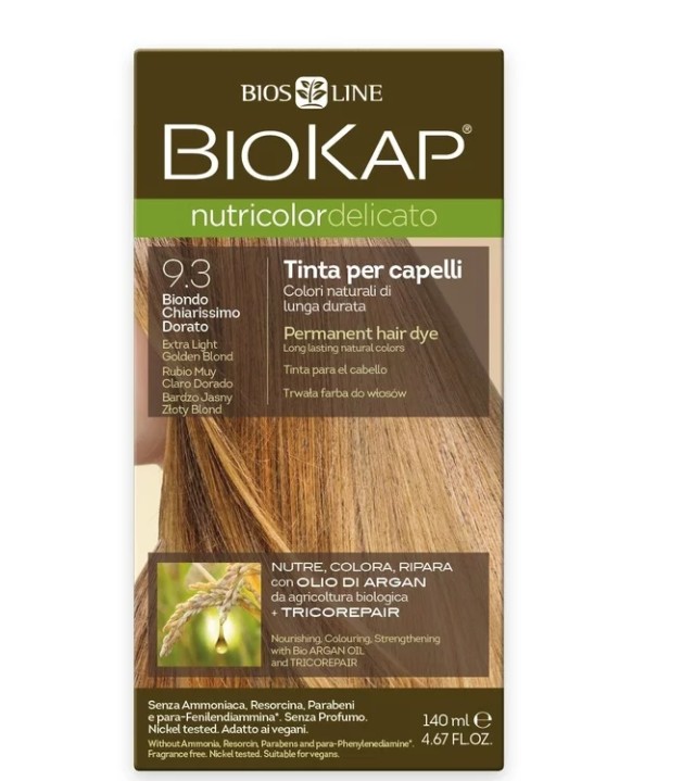 Biokap N9.3 Extra Light Golden Blond, Βαφή Μαλλιών Χρώμα Πολύ Ξανθό Ανοιχτό Χρυσαφί 140ml