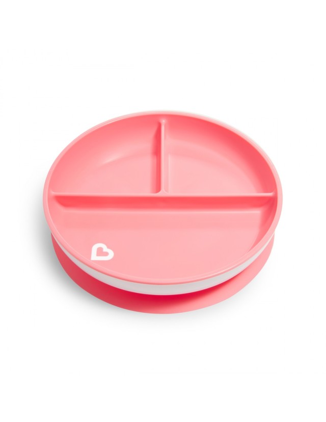 Munchkin Stay Put Suction Plate 6m+, Μπολ με Βάση Βεντούζα, Χρώμα Ρόζ 1 Τεμάχια