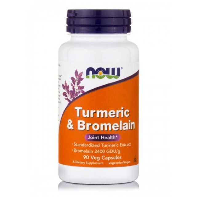 Now Foods Turmeric & Bromelain 300mg/150mg, Συμπλήρωμα Διατροφής Ρύθμιση του Γαστρεντερικού 90 Φυτικές Κάψουλες