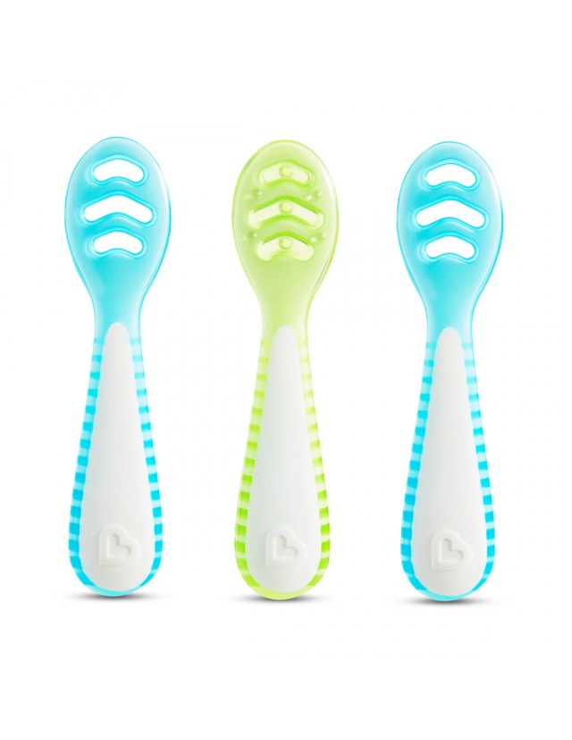 Munchkin Gentle Dip Self-Feeding Spoon, Χρώμα Μπλε & Πράσινο 3 Τεμάχια