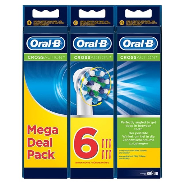 Oral-B Ανταλλακτικές Κεφαλές Cross Action, για Ηλεκτρική Οδοντόβουρτσα 6 Τεμάχια