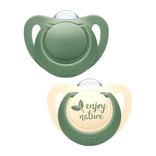 Nuk For Nature Πιπίλες Σιλικόνης 0-6m, Χρώμα Πράσινο 2τμχ