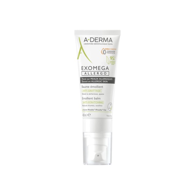 A-Derma Exomega Allergo Baume Emollient, Αποστειρωμένο Μαλακτικό Βάλσαμο κατά του Αισθήματος Κνησμού 40ml