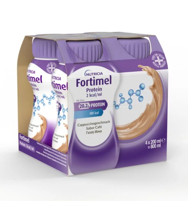 Nutricia Fortimel Extra 20,2g Protein 2 kcal /ml Υπερπρωτεϊνικό Ρόφημα Με Γεύση Μόκα 4X200ml