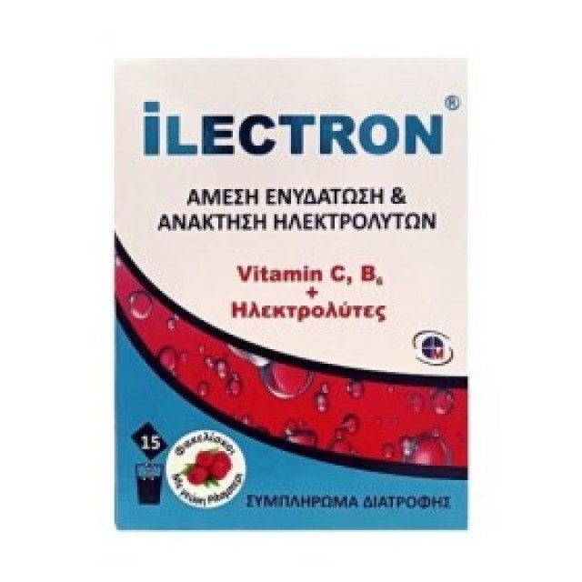 Medichrom Ilectron instant Hydration & Electrolyte Recovery , Άμεση Ενυδάτωση & Ανάκτηση Ηλεκτρολυτών 15 Φακελίσκοι με Γεύση Ράσμπερι