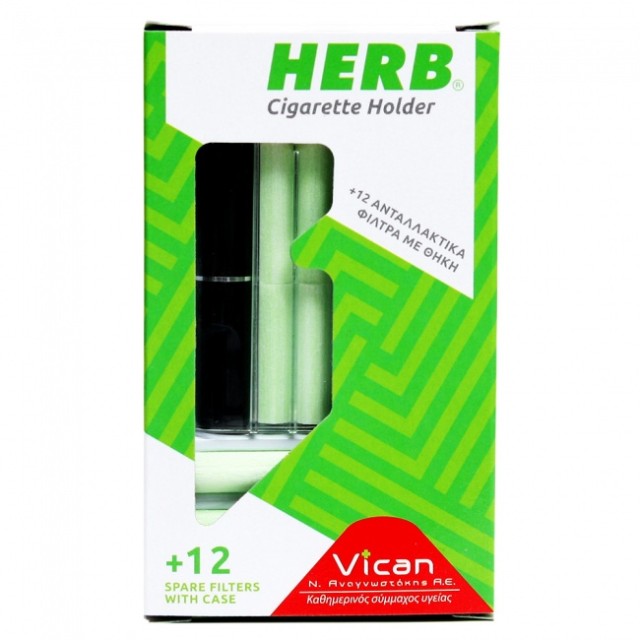 Vican Herb Cigarette Holder Συσκευή Πίπα, Χρώμα Μαύρο, με 12 Ανταλλακτικά Φίλτρα