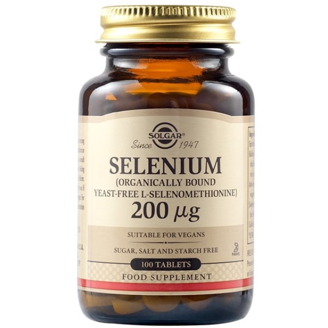 Solgar Selenium 200μg, 100Tabs. Ομαλή λειτουργία ανοσοποιητικού & θυροειδούς