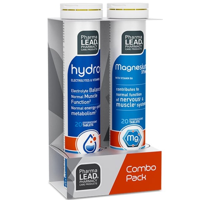 Pharmalead Promo Hydro+ Ηλεκτρολύτες με Βιταμίνες & Μέταλλα, Προσφέρουν Άμεση Ενυδάτωση, Ενέργεια & Εξισορρόπηση στον Ανθρώπινο Οργανισμο & Magnesium 375mg 20 & 20 Αναβράζουσες Ταμπλέτες