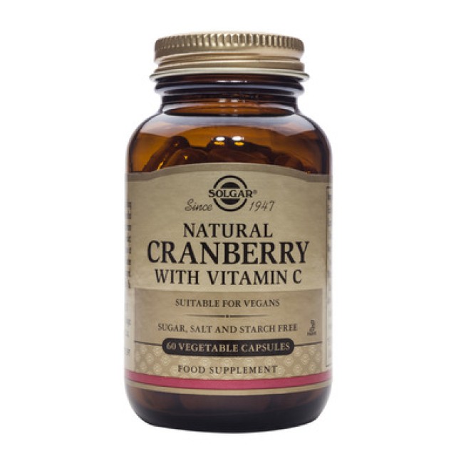 Solgar Cranberry with Vitamin C, 60Veg.Caps. Συμβάλλει στην καταπολέμηση των συμπτωμάτων της κυστίτιδας
