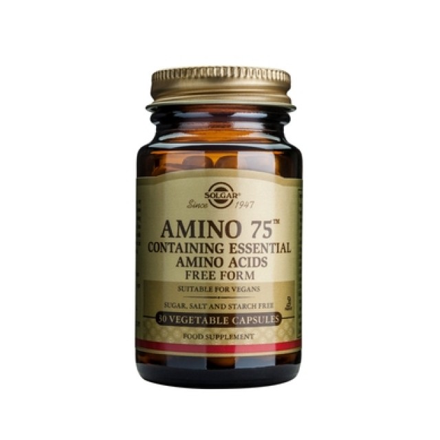 Solgar Amino 75, veg.vaps 90. Φόρμουλα με βασικά αμινοξέα