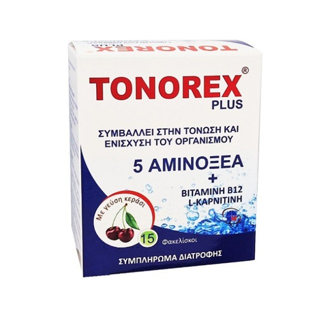 Medichrom Tonorex Plus Συμπλήρωμα Διατροφής με 5 Αμινοξέα, Βιταμίνη Β12 & L-Καρνιτίνη 15φακελίσκοι 
