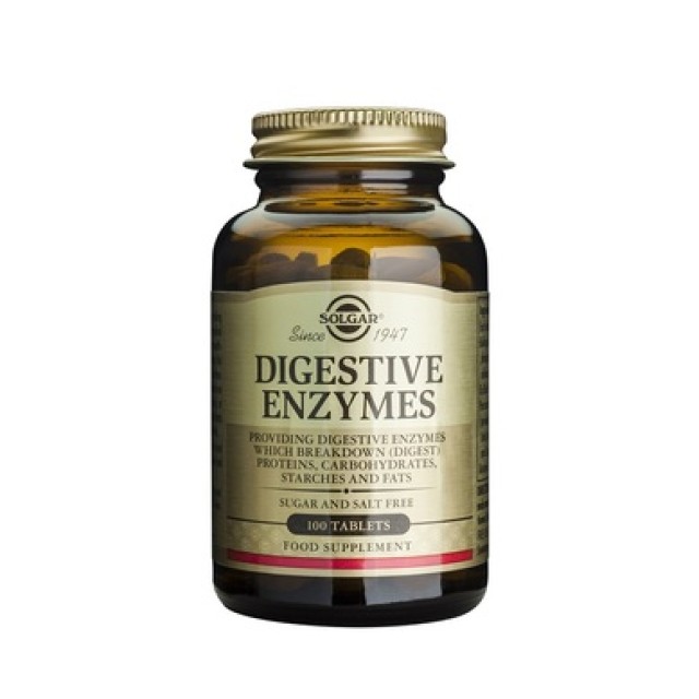 Solgar Digestive Enzymes, 100Tabs. Χρήσιμο σε περιπτώσεις δυσπεψιών και αερίων