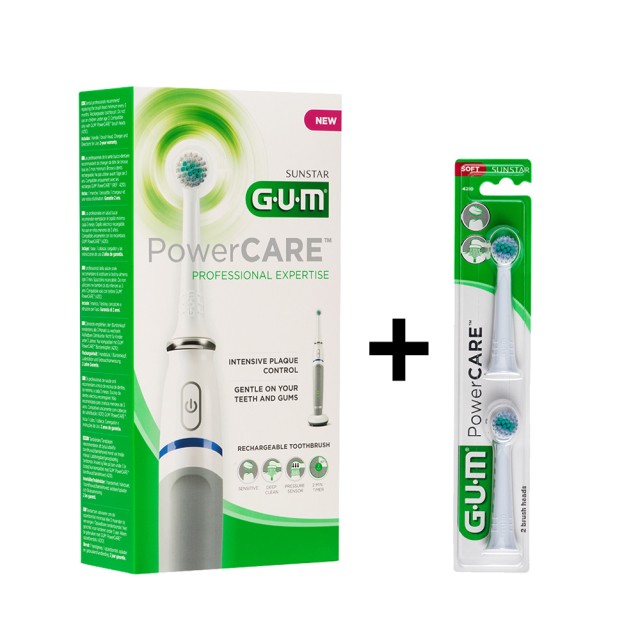 Gum Promo Pack με Ηλεκτρική Οδοντόβουρτσα PowerCare (4200), 1τεμ & Ανταλλακτικές Κεφαλές, 2τεμ
