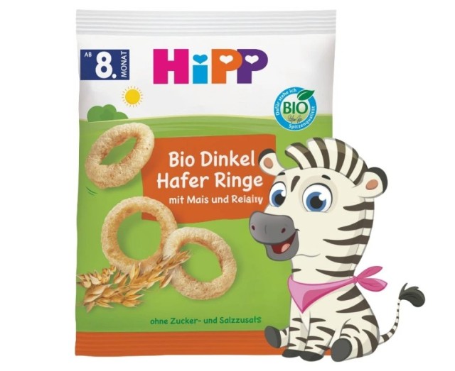 Hipp BIO Δαχτυλίδια με Όλυρα & Βρώμη, Από τον 8ο Μήνα 30gr