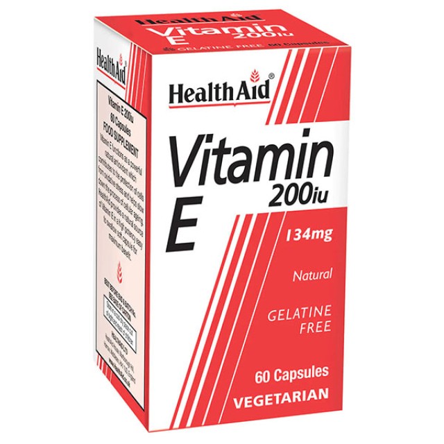 Health Aid Vitamin E 200 i.u., Φυσική Βιταμίνη Ε 134mg με Αντιοξειδωτική Δράση 60 Κάψουλες