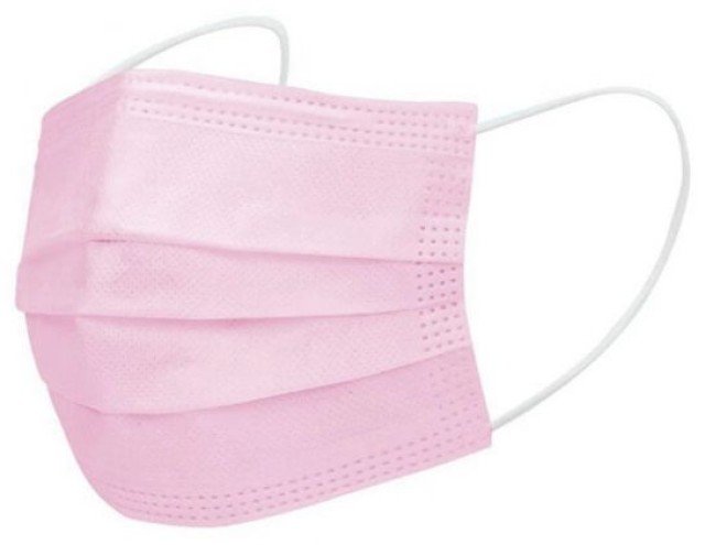 Medical Face Masks Type IIR, 3ply Μάσκες Χειρουργικές Προσώπου με Λάστιχο, Χρώμα Ροζ 10 Τεμάχια