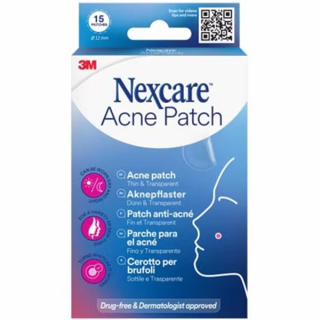 Nexcare Acne Patches Thin & Transparent Διάφανα Αυτοκόλλητα Επιθέματα Ακμής 15τεμ