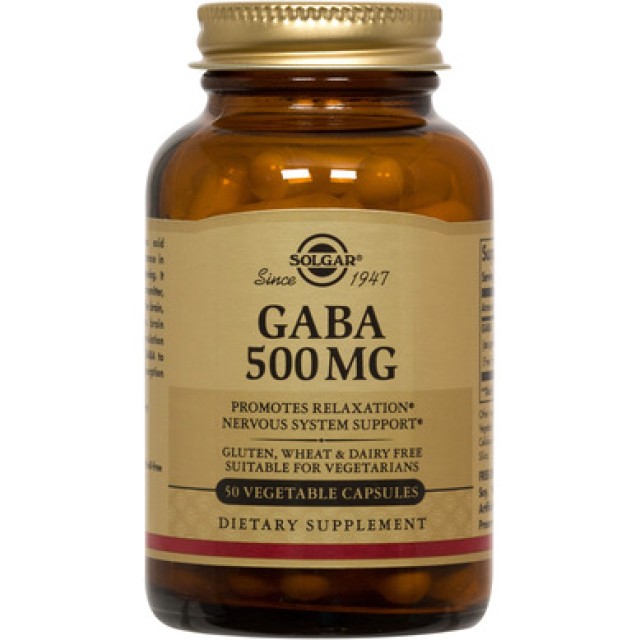 Solgar GABA 500mg, 50 Veg.Caps.  Kαλή υγεία του κεντρικού νευρικού συστήματος 
