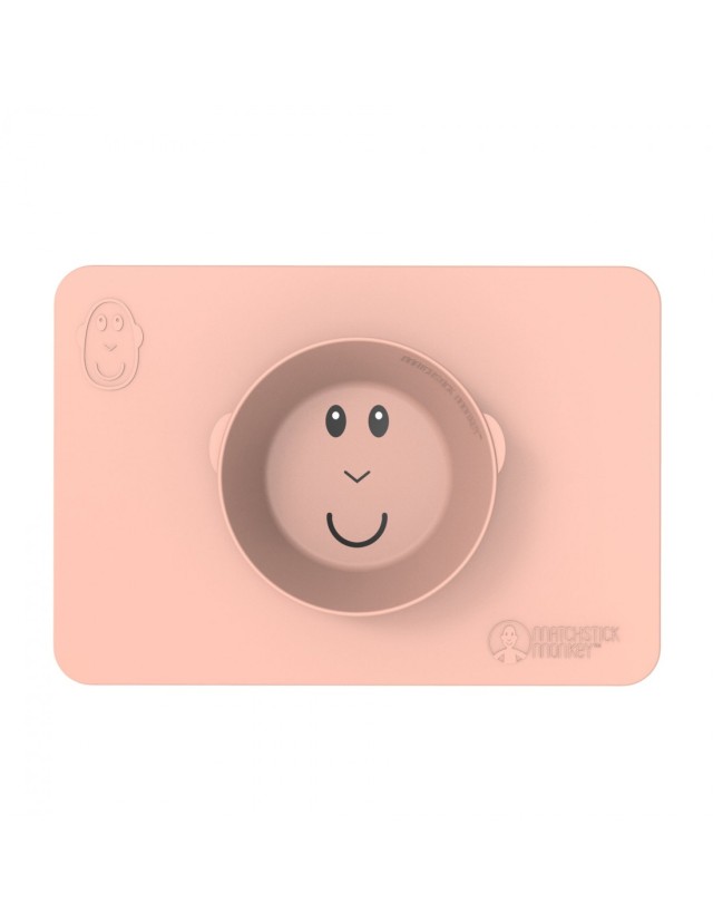Matchstick Monkey Anti-Spoit Bowl 6m+ Αντιολισθητικό Μπολ , Χρώμα Ροζ Σομόν 1 Τεμάχιο