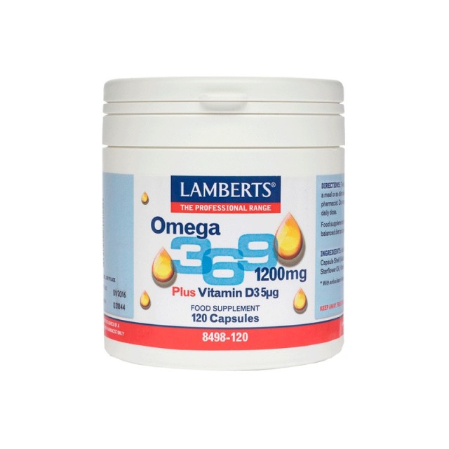 Lamberts Omega 3-6-9 1200mg, & Vit. D3 5μg 120 Caps