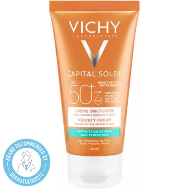 Vichy Capital Soleil SPF50+ Αντηλιακή Κρέμα Προσώπου με Βελούδινη Υφή, Κανονική προς Ξηρή Επιδερμίδα 50ml