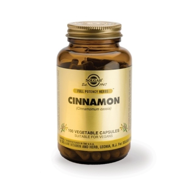 Solgar Cinnamon 500mg, Κανέλλα 100Veg.Caps. Βοηθά στην καλύτερη διαχείριση της ινσουλίνης
