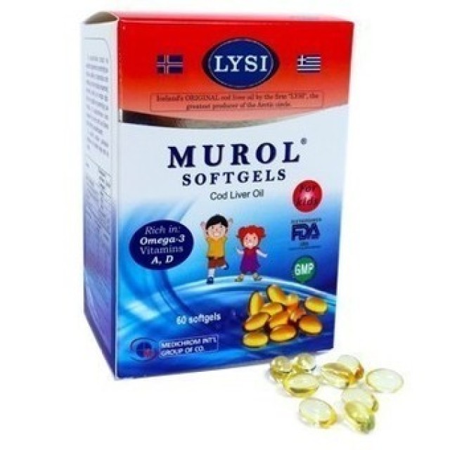Murol Softgels Μουρουνέλαιο Για παιδιά 60 Μαλακές Κάψουλες