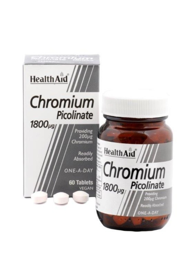 Health Aid Chromium Picolinate 1800mg, Συμπλήρωμα Διατροφής 60 Ταμπλέτες