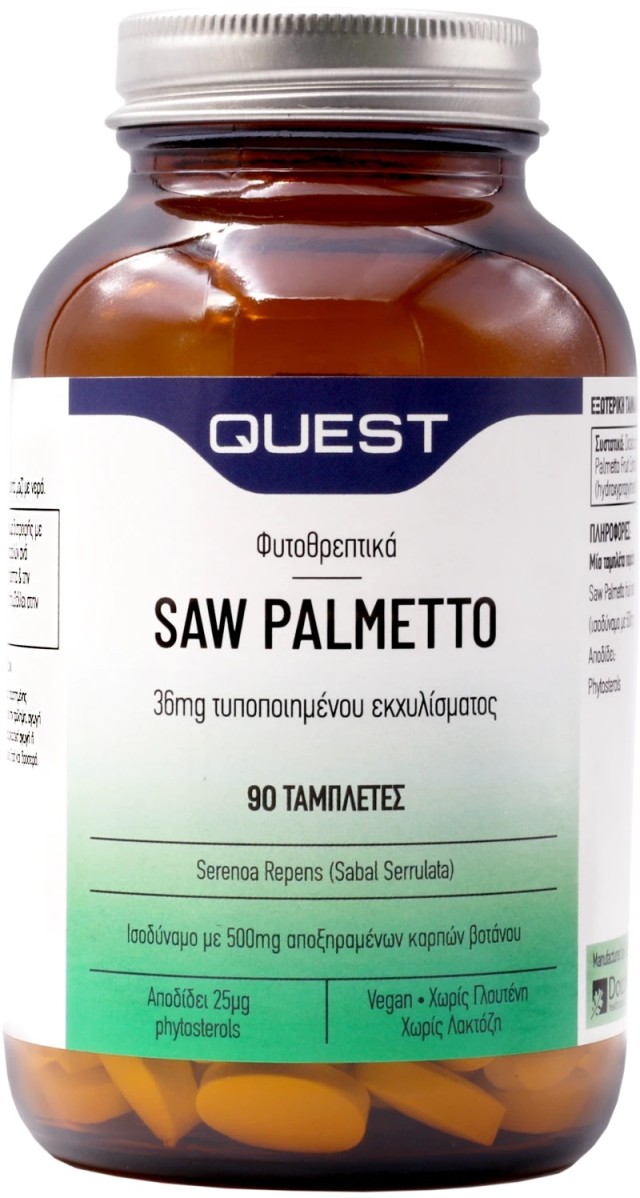 Quest Saw Palmetto 36mg Extract, Providing 25μg Phytosterols, Equivalent To 500mg Herb Powder 90tabs