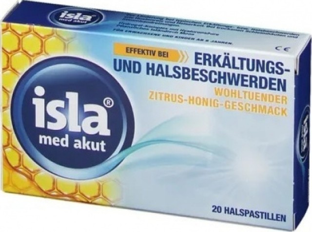 Isla Medic Acute Citrus-Honey 20 παστίλιες με Ευχάριστη Γεύση