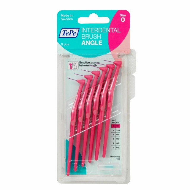 Tepe Angle 0,40mm Size 0, Μεσοδόντια Βουρτσάκια 6τμχ, Φούξια