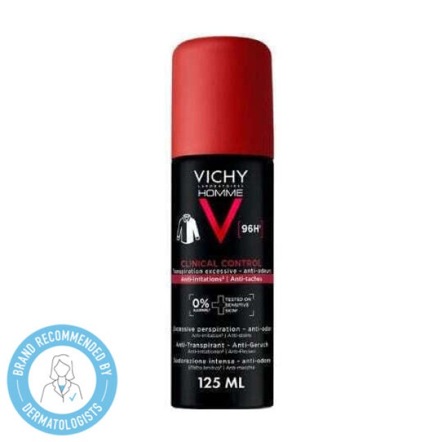 Vichy Homme Clinical Control 96h Ανδρικό Αποσμητικό Σπρέι για 96 Ώρες Προστασίας 125ml