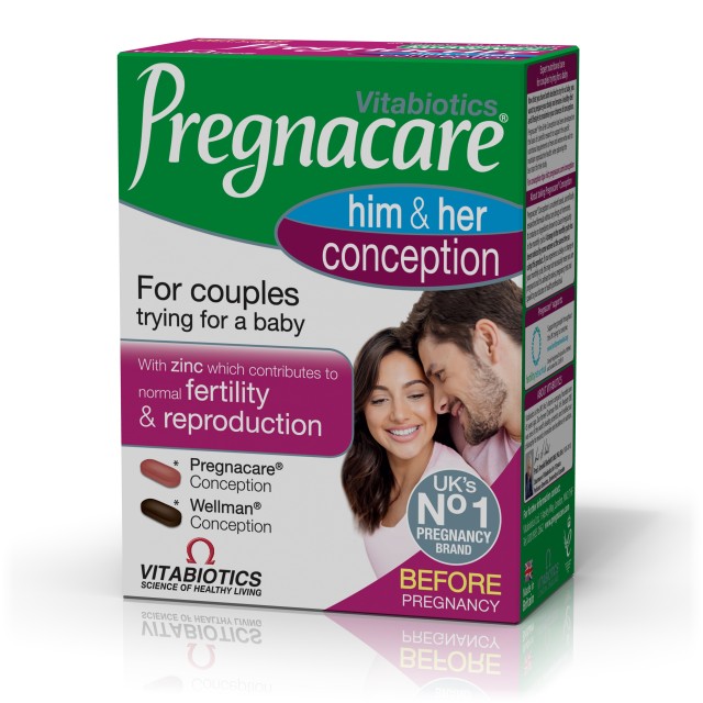 Vitabiotics Pregnacare Him & Her Conception Διπλή Συσκευασία, Ιδανική για Ζευγάρια που Προσπαθούν να Αποκτήσουν Παιδί 2x30tabs
