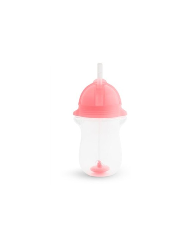 Munchkin Tip & Sip Tall Ποτήρι με Καλαμάκι, Ροζ 296ml