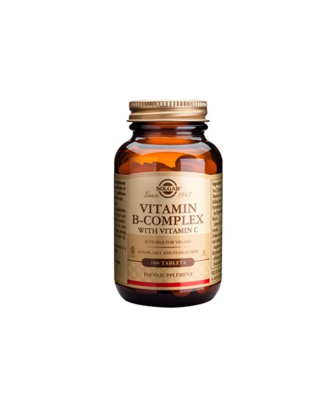 Solgar B-Complex with Vitamin C, 100Tablets. Ενισχύει τη φυσιολογική λειτουργία του ανοσοποιητικού συστήματος