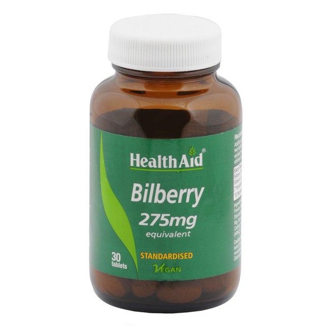 Health Aid Bilberry 275mg, Μύρτιλλο Ιδανικό Βότανο για τα Μάτια 30 Ταμπλέτες