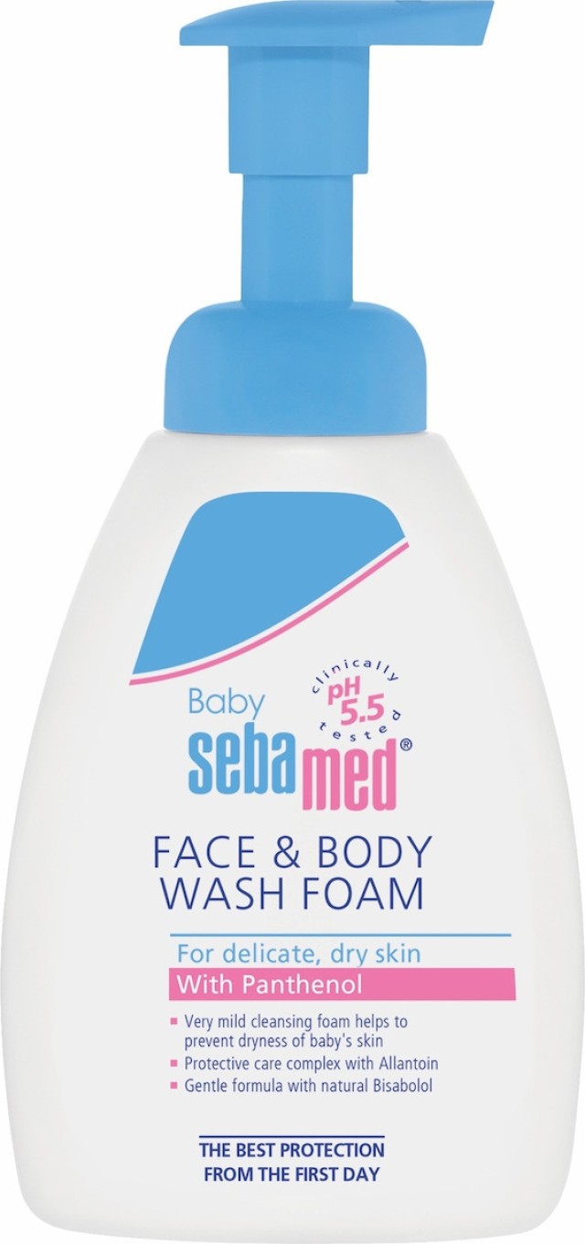 Sebamed Baby Face & Body Wash Foam, Ήπιο Καθαριστικό για την Ευαίσθητη Επιδερμίδα του Μωρού 400ml