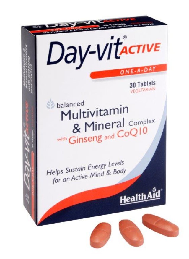 Health Aid Day-vit Active, Πολυβιταμίνες, Σωματική & Πνευματική Τόνωση 30 Ταμπλέτες