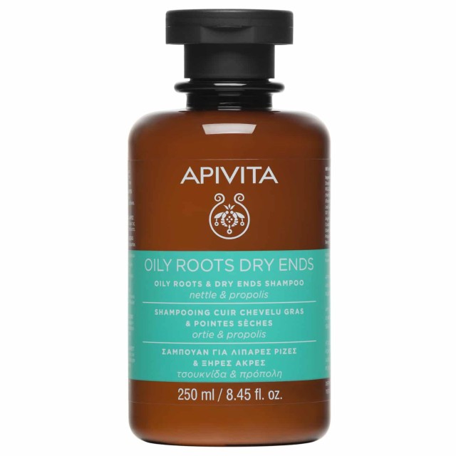 Apivita Shampoo Oily Roots  Dry Ends, Σαμπουάν Εξισορρόπησης Για Λιπαρές Ρίζες & Ξηρές Άκρες 250ml