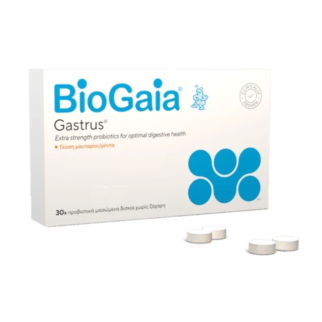 BioGaia Gastrus Προβιοτικά 30 Μασώμενα Δισκία με γεύση Μανταρίνι/Μέντα