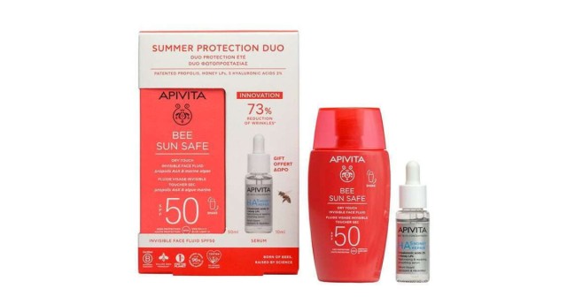 Apivita Promo Summer Protection Duo Bee Sun Safe Dry Touch Λεπτόρευστη Κρέμα Προσώπου κατά των Πανάδων & Ρυτίδων SPF50 50ml & Δώρο HA5 Honey Repair Serum Ορός Επανόρθωση 10ml