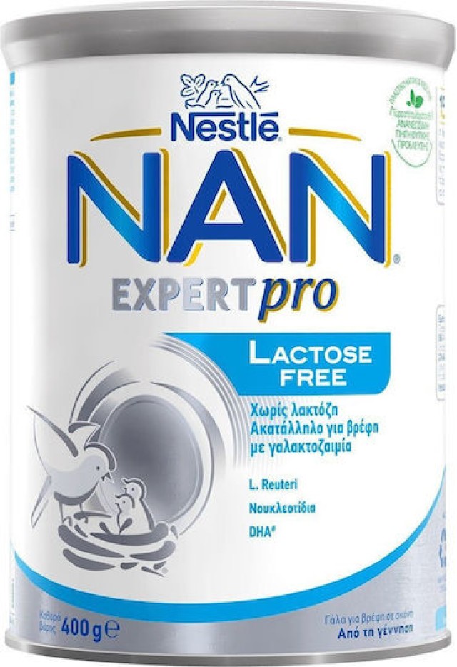 Nestle NAN Expert Pro Lactose Free, Κατάλληλο για Βρέφη με Γαλακτοζαιμία, Από τη Γέννηση 400gr