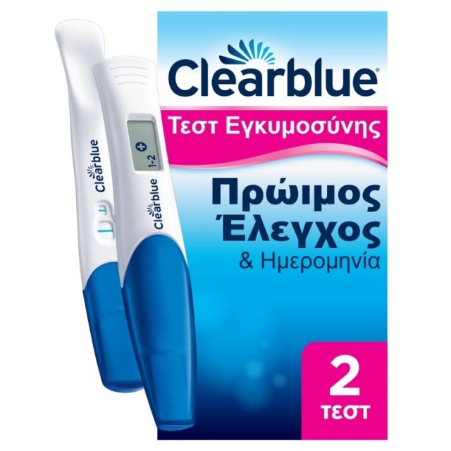 Clearblue Τεστ Εγκυμοσύνης Πρώιμος Έλεγχος & Ημερομηνία 2 Τεμάχια